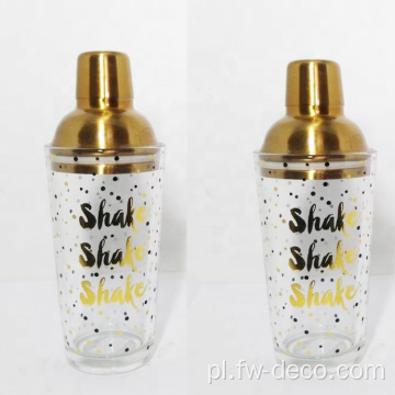 Zestaw upominkowy hurtowego Gold Effect Glass Cocktail Shaker